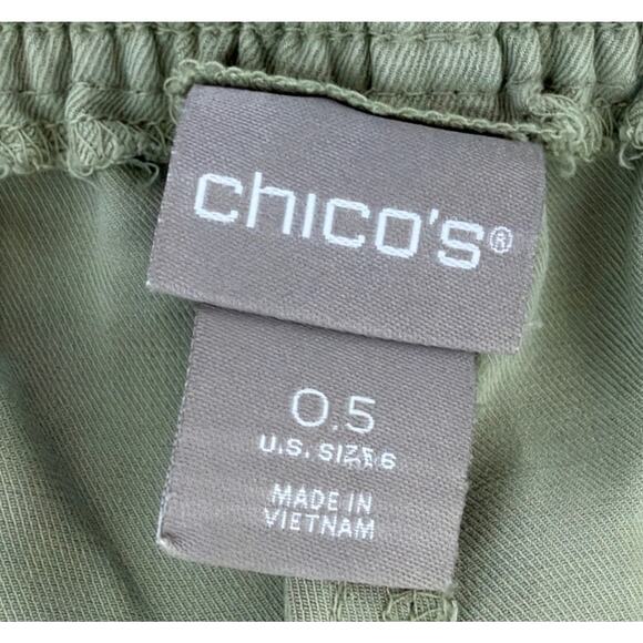 Chicos 0.5 Woman's Sz 6 Pull On Drawstring Casual Ankle Pants Sage - Picture 4 of 6